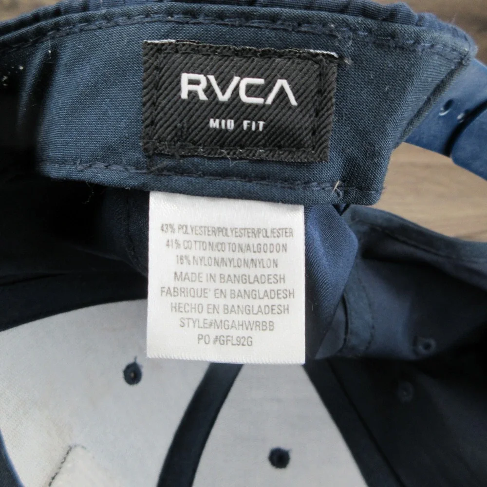 RVCA Hat Cap Mens Snap Back Blue Skate Surf Streetwear Mid Fit